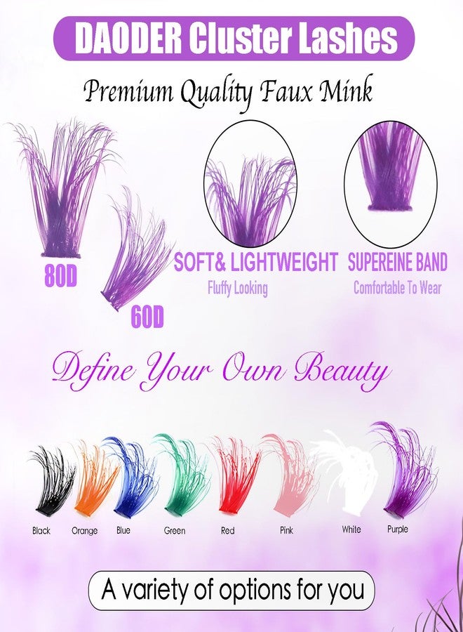 داودر رموش DAODER الملونة، وصلات رموش كثيفة 60D+80D، وردي، أحمر، أزرق، أخضر، أبيض، بنفسجي، أسود، مناسبة للهالوين والكوسبلاي، وصلات رموش D Curl 10-16MM (8 ألوان فقط) - Image 4